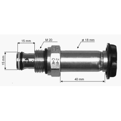 2501497M Hidraulički ventil 15 mm x M20 jednostrukog djelovanja
